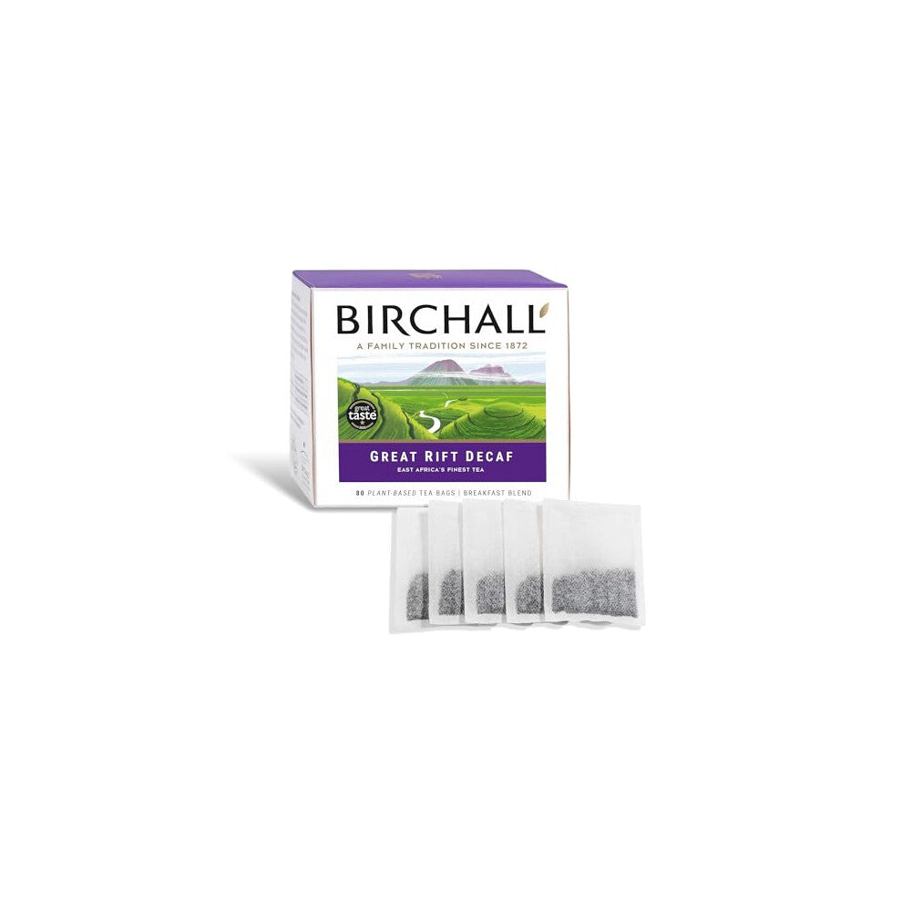 Great Rift Decaf Blend Tea Bags, English Breakfast Tea Bursting with Full Flavour, Perfect Vegan Gifts, 80 Plant-Based Everyday Tea Bags