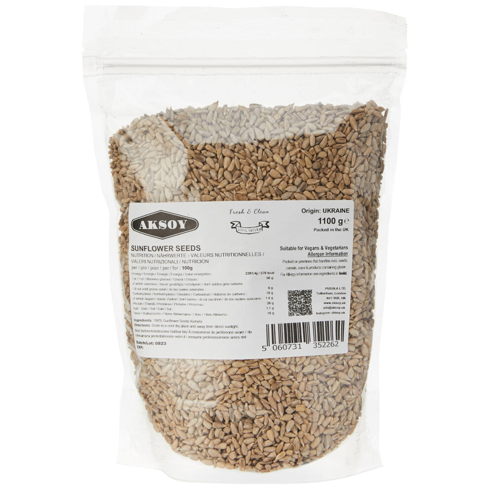 AKSOY Nuts Sunflower Seed Kernels Raw (No Shell) 1100gr | Delicious Antioxidant Rich Snack | Source of Protein, Fiber, Essential Vitamins &
