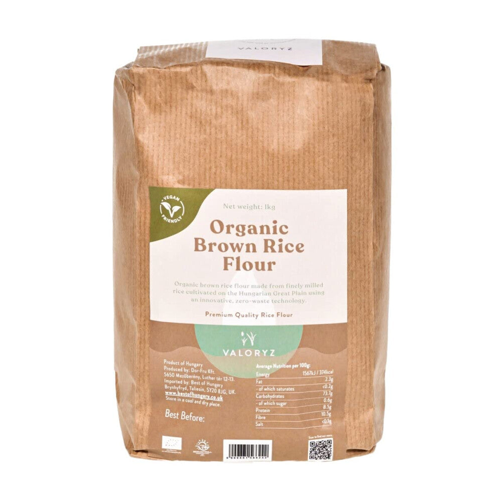 Organic Brown Rice Flour 1kg - GMO & Gluten Free Wholegrain Rice Flour from Europe