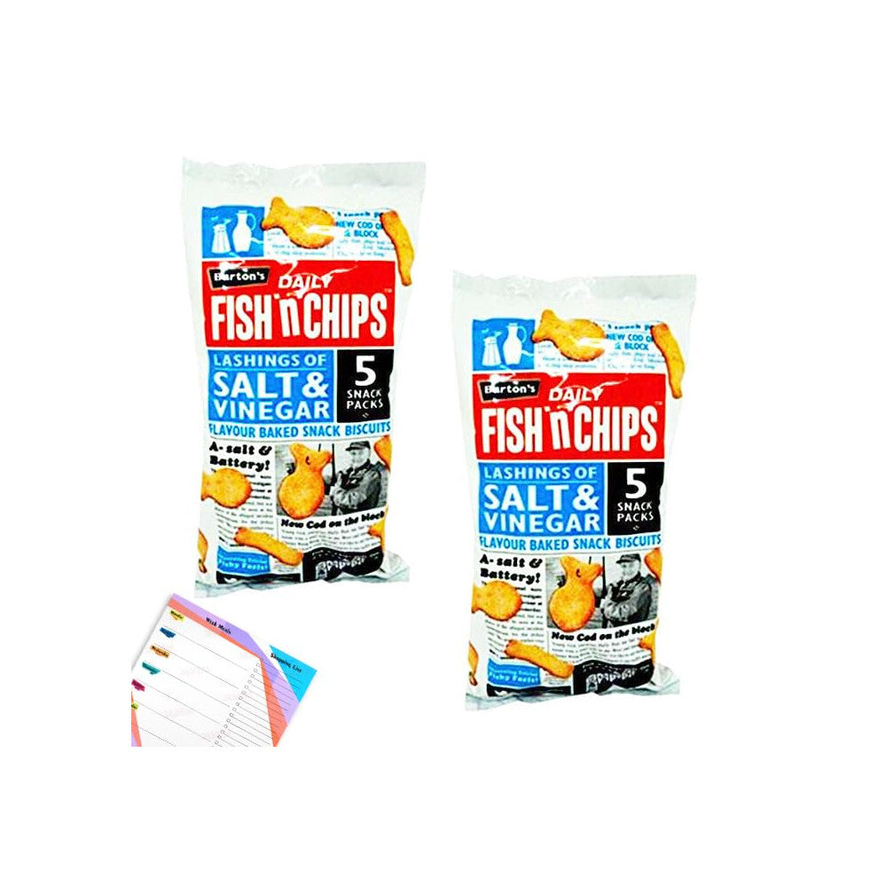 Burtons Fish 'N' Chips Salt Vinegar Flavour 10 Snack Packs of 25g (2 Packs of 5 each) Irresistible Baked Snack Biscuits | Included Jaspem Shopping