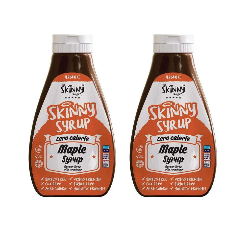 The Skinny Food Maple Sauce Sugar Free | Zero Colorie | Dessert Topping Guilt Free Syrup | Pack of 2x 425ml (850ml)