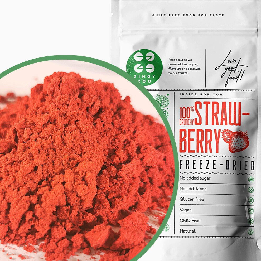 Freeze Dried Strawberry Powder | Natural Raw Premium Freeze Dried Fruit Powder | No Added Sugar Perfect for Fruit Smoothies Food Colouring or Baking |