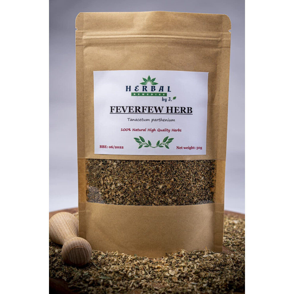 Feverfew Tea - 50g Dried Feverfew Herb for Migraine Prevention (Tanacetum Parthenium) | Herbal Remedies by J. Zlocien Maruna