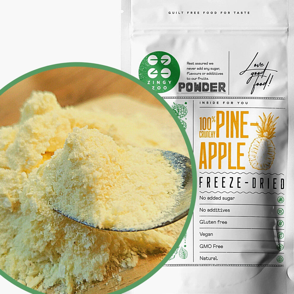 Freeze Dried Pineapple Powder | 100% Natural Source Bromelain Powder from Crushed Pineapple | GF Pure Freeze Dried Fruit Powder | Used Also as Meat
