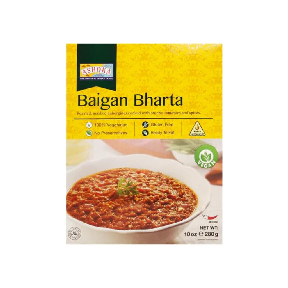 (Pack of 1) Ashoka ReadyEat Baigan Bharta Eggplant Curry, 280g