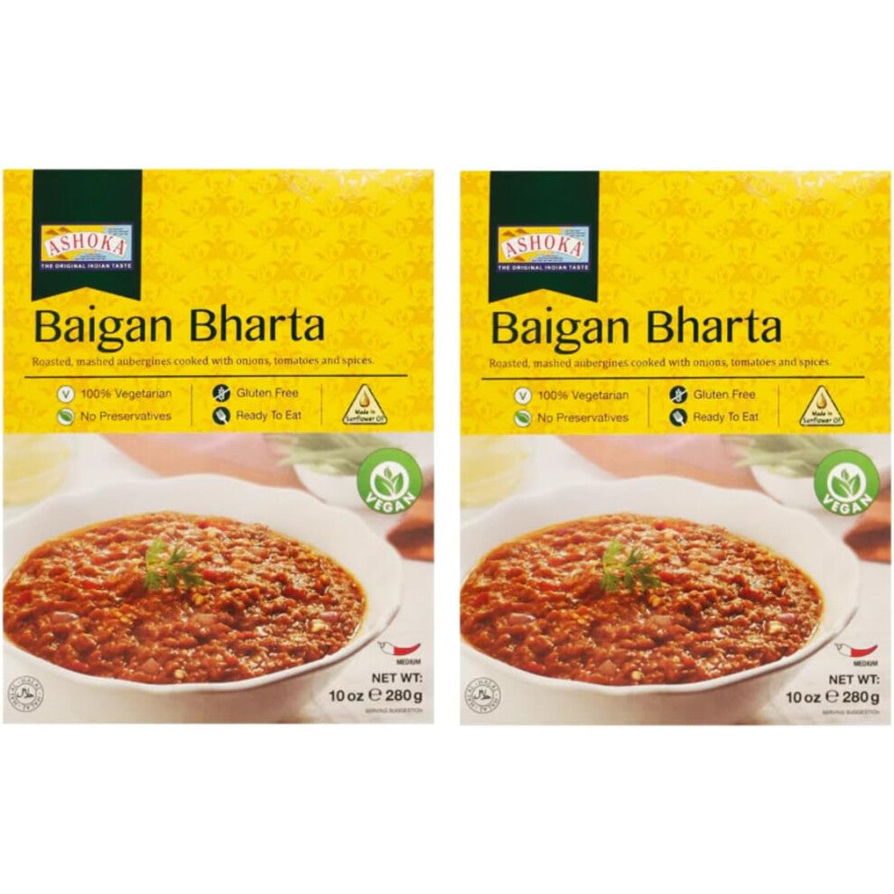 (Pack of 2) Ashoka ReadyEat Baigan Bharta Eggplant Curry, 280g
