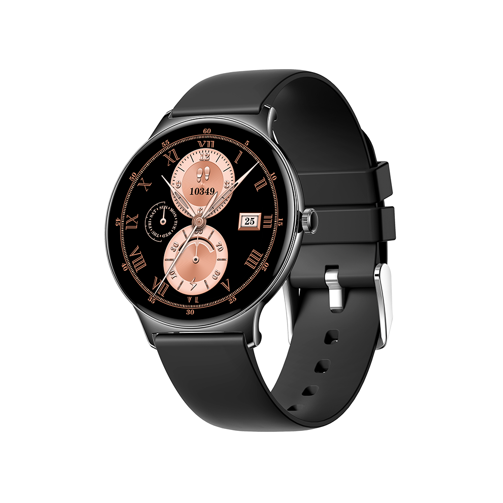 Chronus Women's Ultra-Thin Smartwatch for Outdoor Sports, Fashionable Design, Smart Notifications, and Health Monitoring(Black)