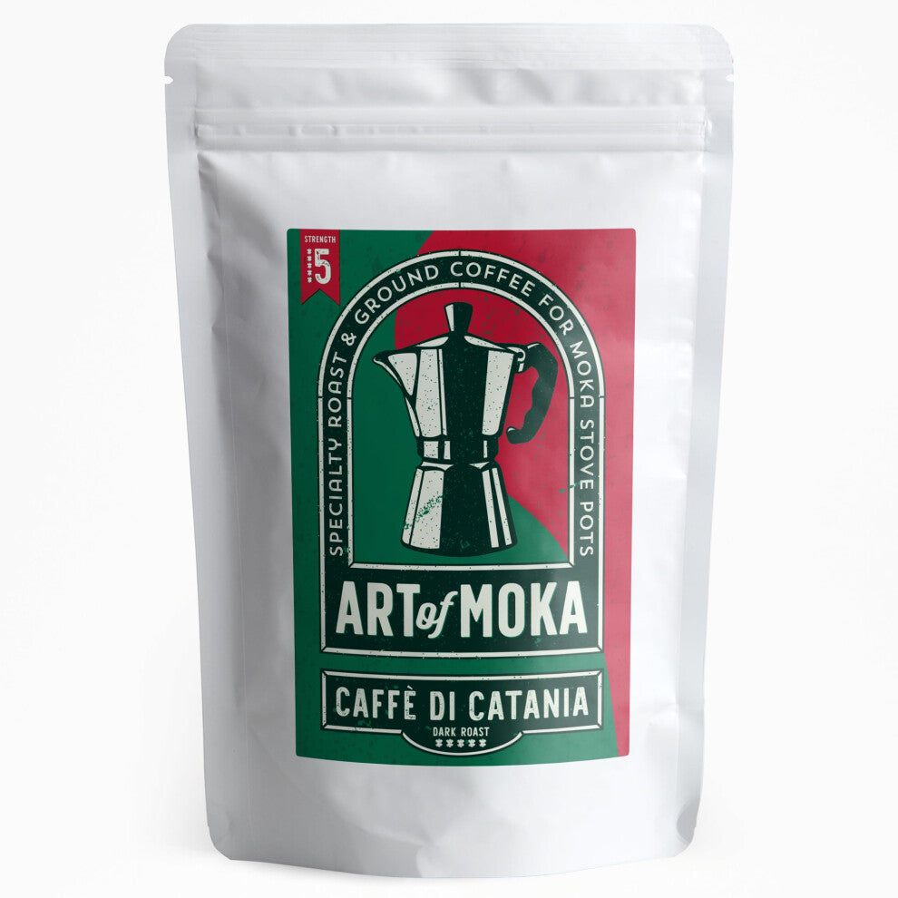 Strong Moka Ground Coffee 227g - Medium Dark Roast - For Italian Moka Stovetop Pot Coffee Makers - Art of Moka - Caffe di Cagliari Espresso - Strength