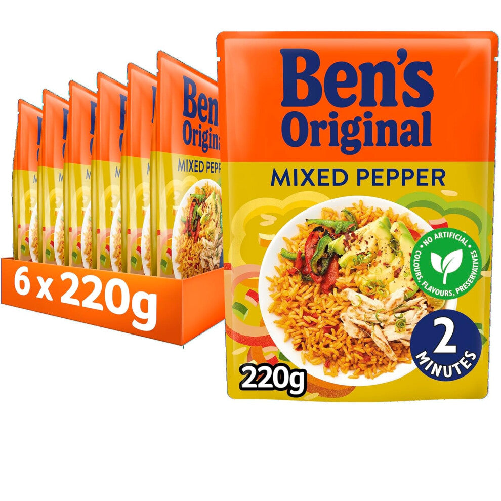 (Mixed Peppers) BEN'S ORIGINAL Savoury Chicken Microwave Rice, Bulk Multipack 6 x 220g