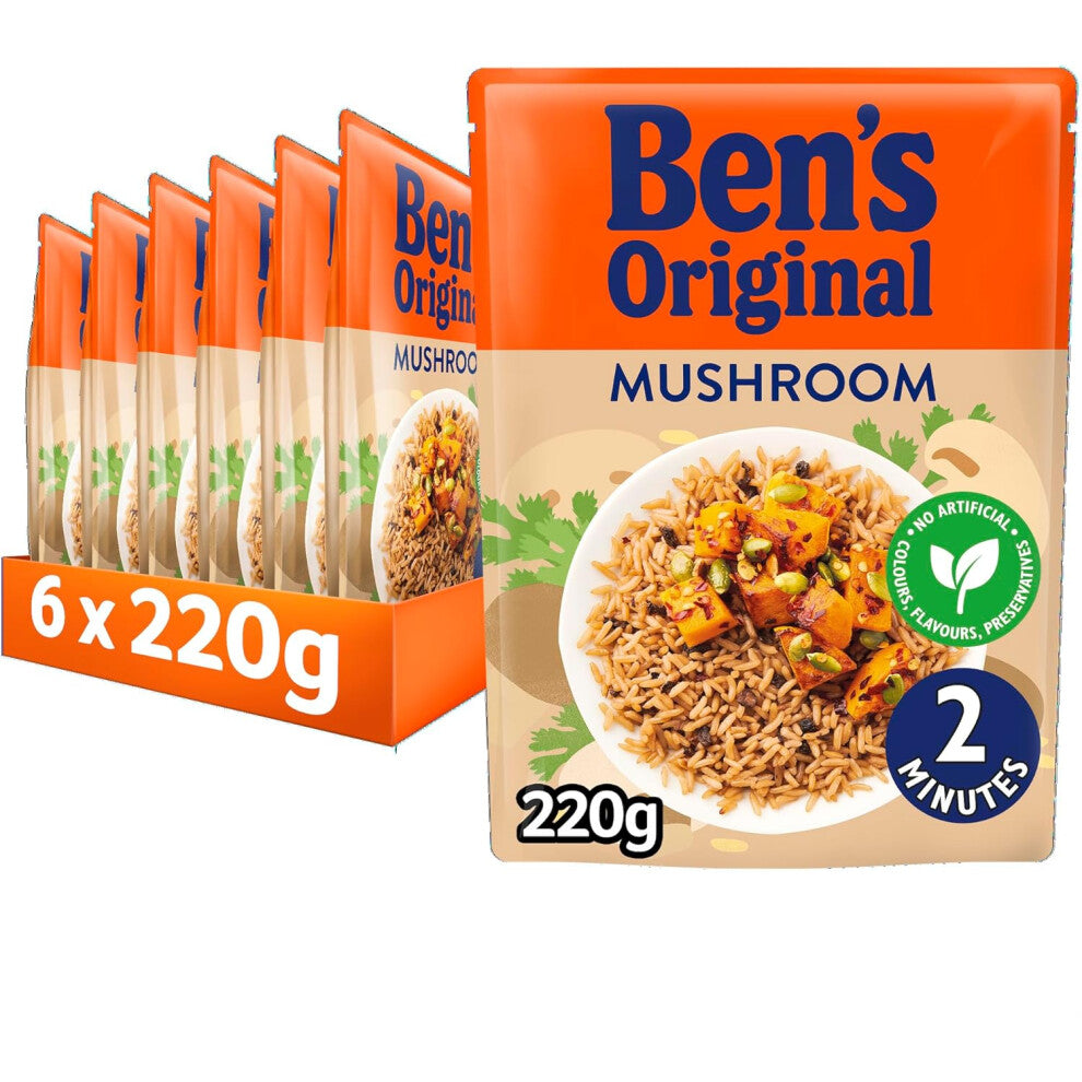 (Mushroom) BEN'S ORIGINAL Savoury Chicken Microwave Rice, Bulk Multipack 6 x 220g