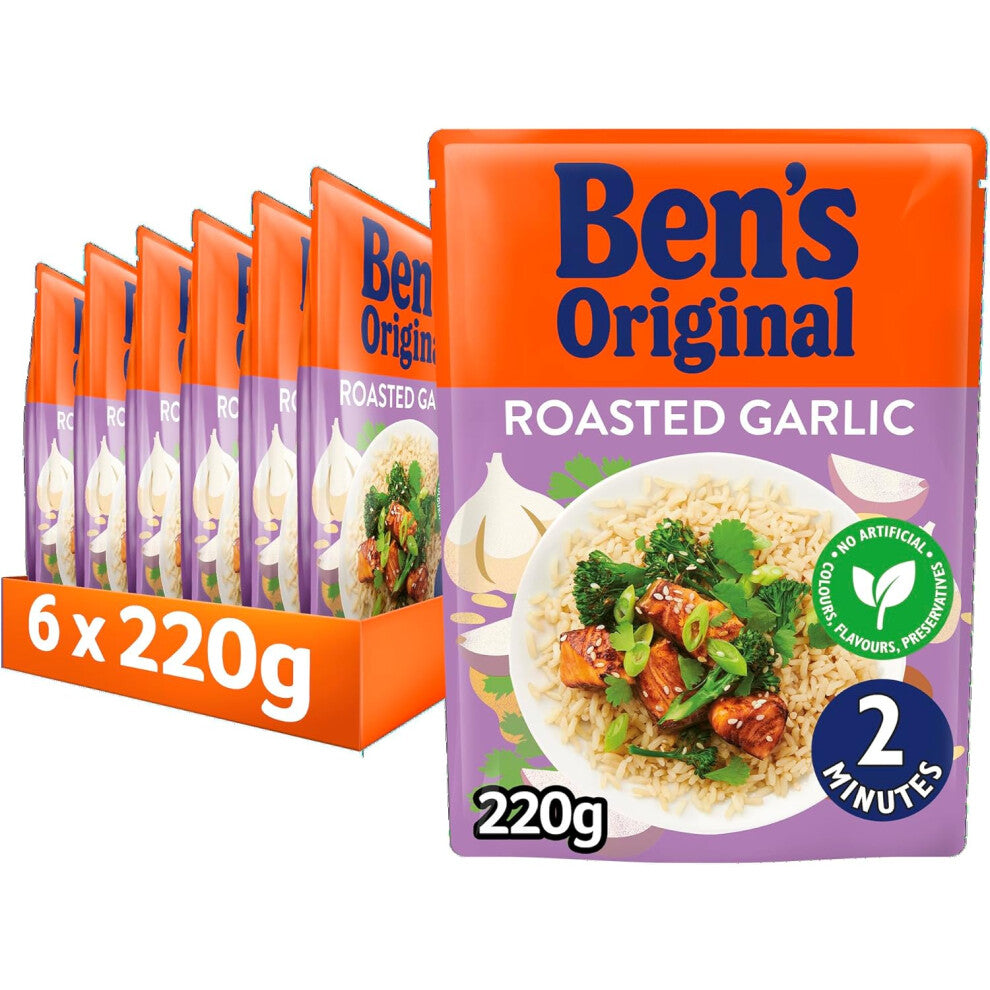 (Roasted Garlic) BEN'S ORIGINAL Savoury Chicken Microwave Rice, Bulk Multipack 6 x 220g
