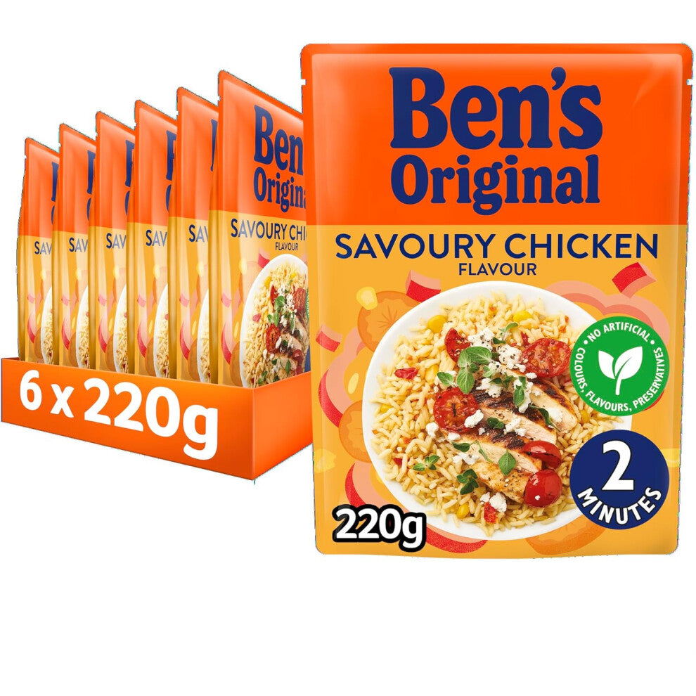 (Savoury Chicken) BEN'S ORIGINAL Savoury Chicken Microwave Rice, Bulk Multipack 6 x 220g
