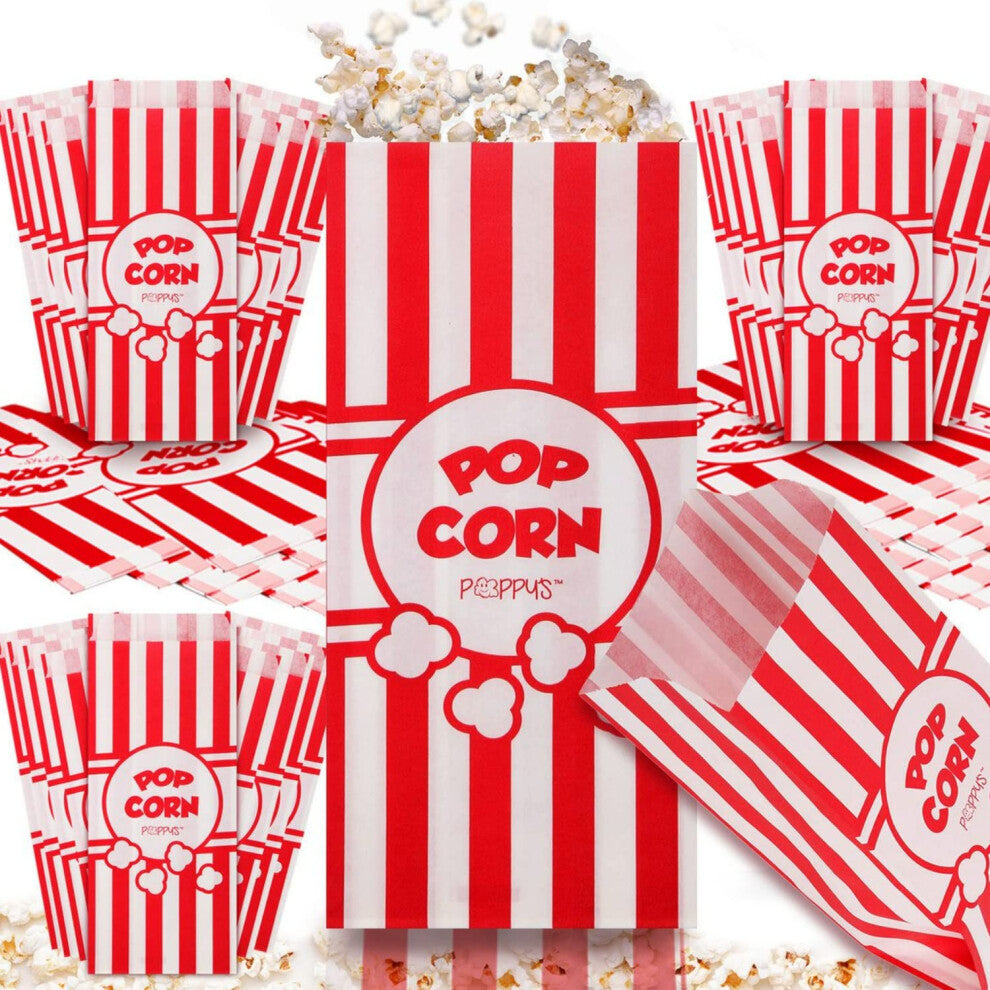 Poppy's Paper Popcorn Bags - 200 1oz Concession-Grade Bags  Popcorn Machine Accessories for Popcorn Bars  Movie Nights  Concessions