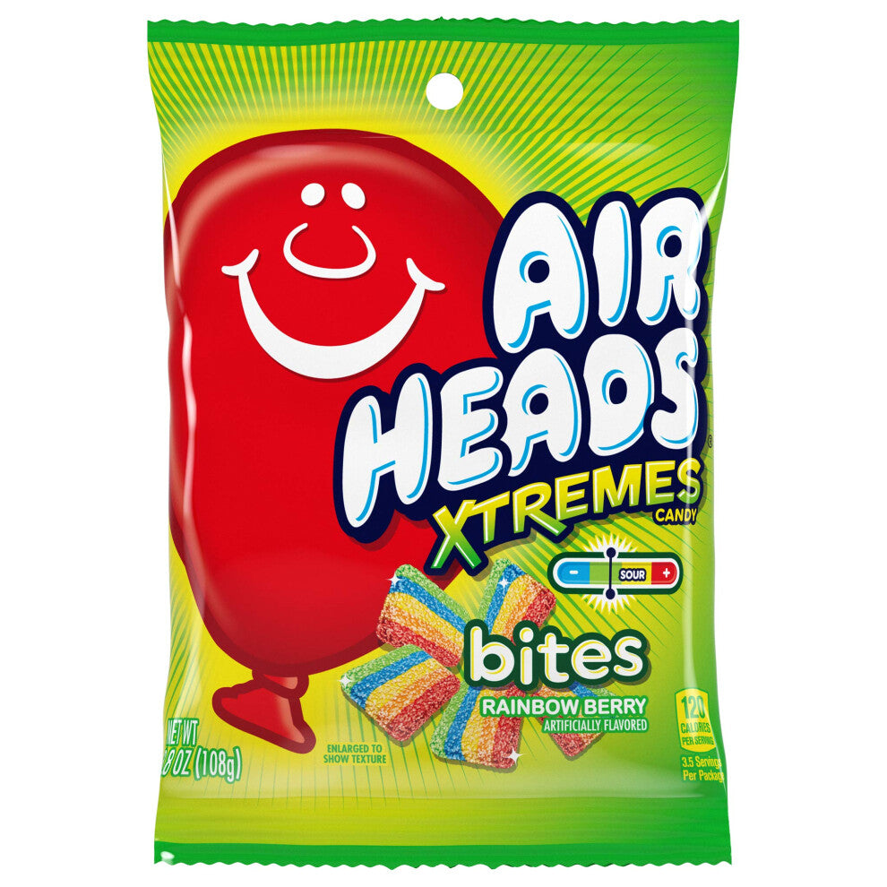 Airheads candy Xtremes Bites Sweetly Sour  Rainbow Berry  Non Melting  Holiday  Party  concessions  Pantry  38 oz Bulk Pack of 12