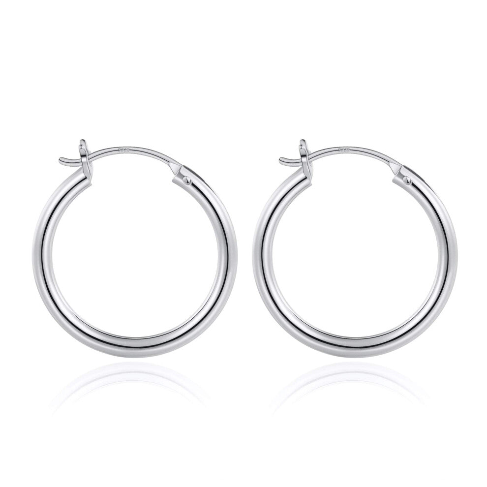 M MOOHAM Small Silver Hoop Earrings for Women  White Gold Plated 925 Sterling Silver Post Hypoallergenic Chunky Mini Hoops Earrings Dainty Tiny Small