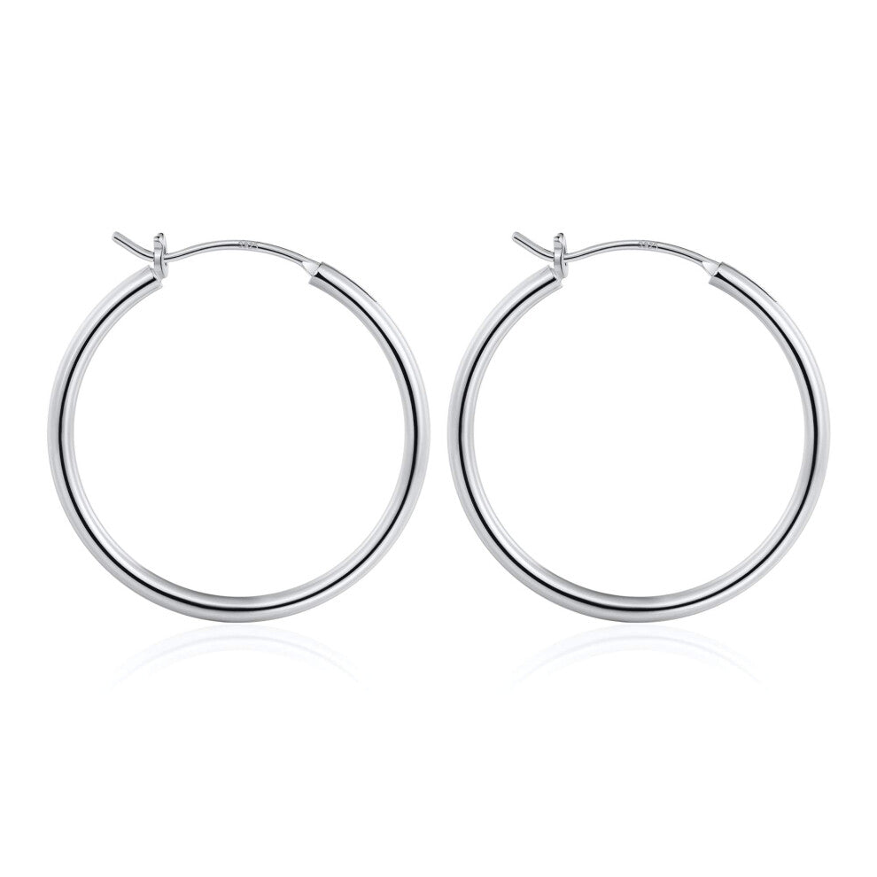 M MOOHAM Big Silver Hoop Earrings for Women  White Gold Plated 925 Sterling Silver Post Hypoallergenic Large Hoops Earrings Dainty Big Silver Hoop Ear