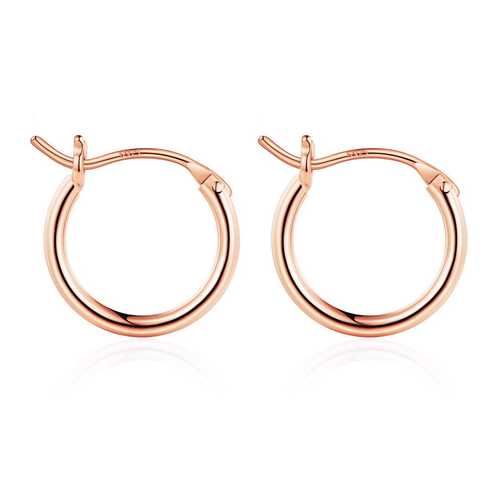 M MOOHAM Rose Gold Hoop Earrings for Women  Rose Gold Plated 925 Sterling Silver Post Hypoallergenic Chunky Mini Hoops Earrings Dainty Tiny Small Rose
