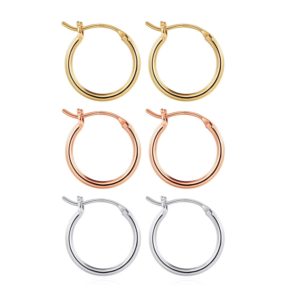 M MOOHAM Small Gold Hoop Earrings for Women  14K Gold Plated 925 Sterling Silver Post Hypoallergenic Chunky Mini Hoops Earrings Pack Set Dainty Tiny S