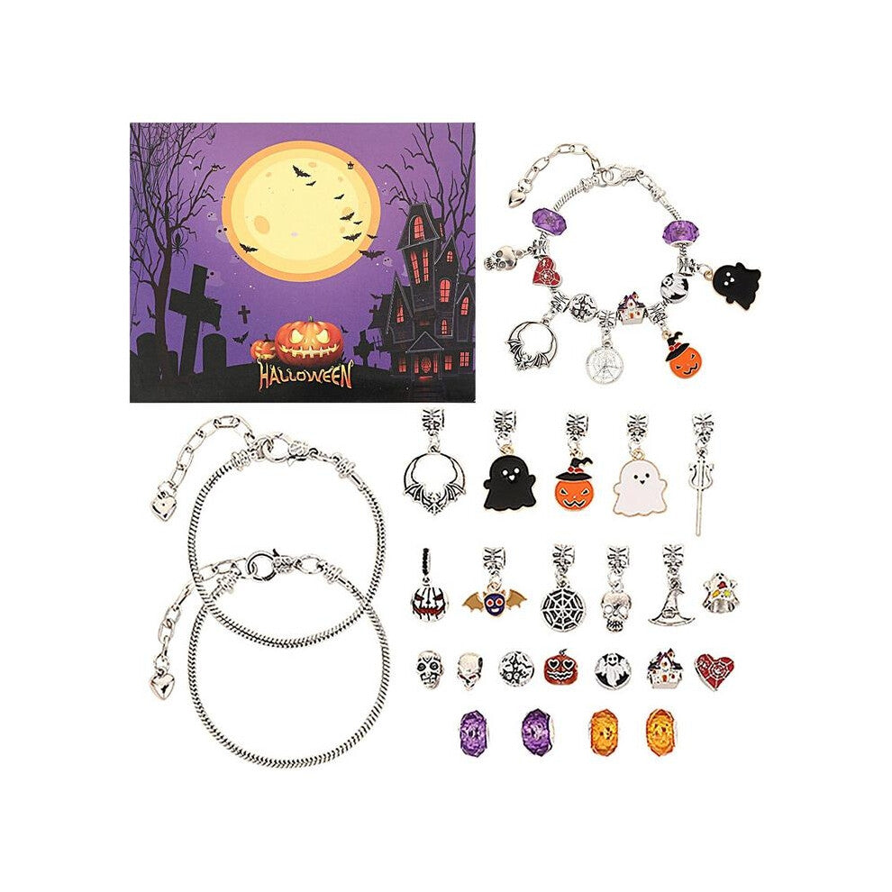 Bracelet Advent 24 Days Halloween Countdown Calendar Jewelry Charm Handicraft Toys 2024 Holiday Party Favors Kids Gifts
