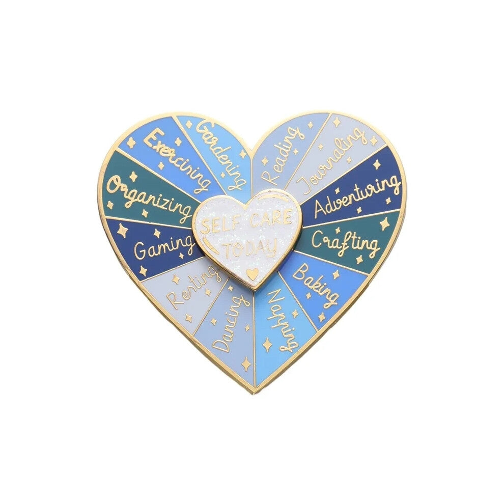(XZ7961) Mental Health Love Heart-Shaped Turntable Enamel Pin Lapel Self Care Today Mood Compass