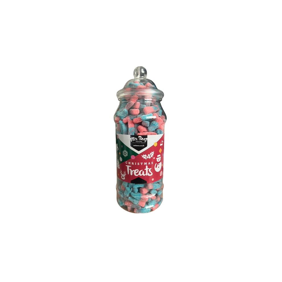 Fizzy Blue Sweet Bottles Christmas Treats 700gm Novelty Jars
