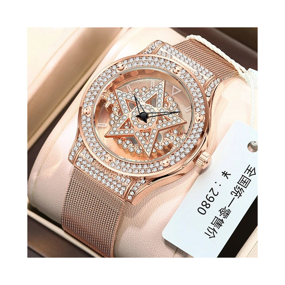 (rose gold) LIGE Women Watch FOXBOX Top Brand Luxury Waterproof Watches For Women
