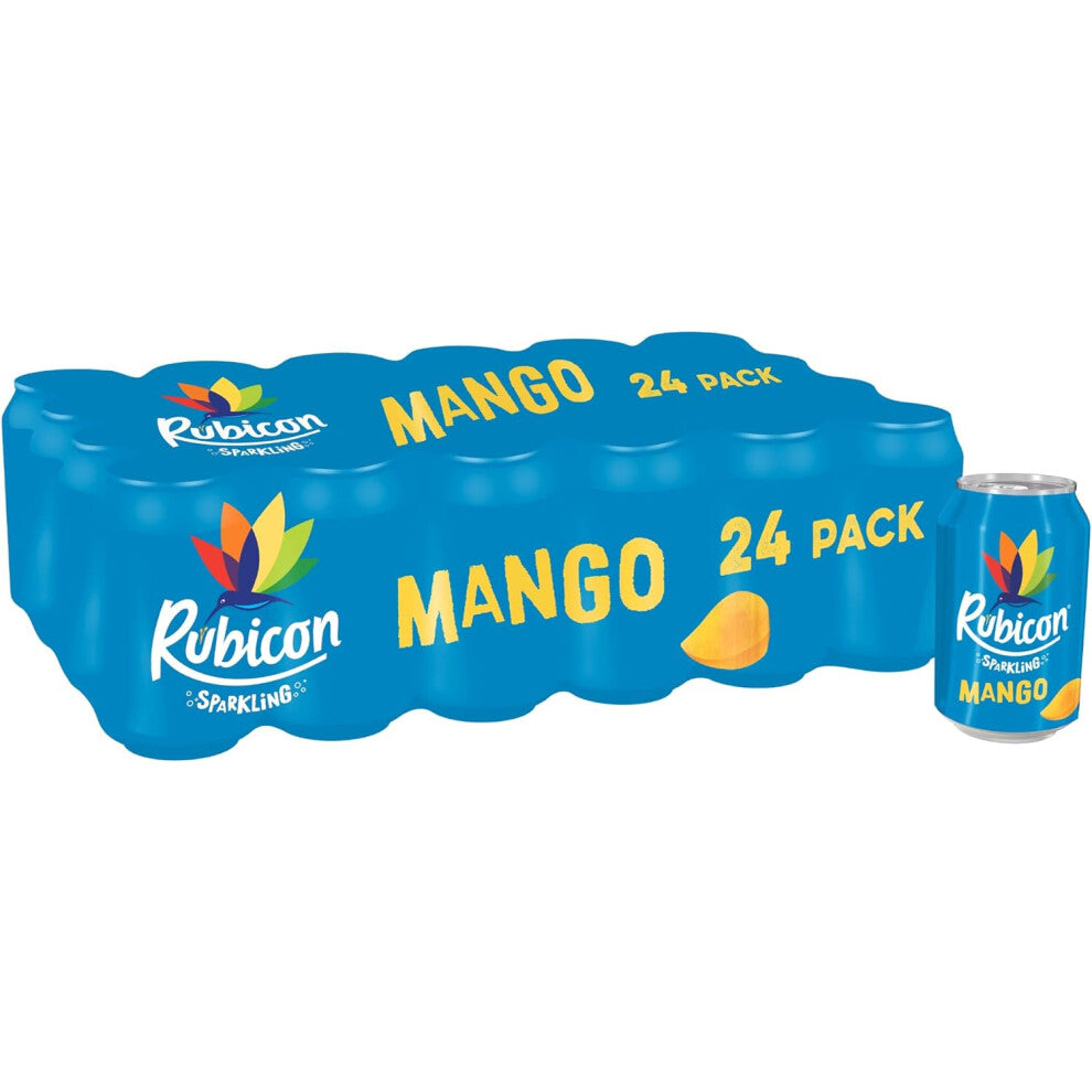 (Mango) Rubicon 24 Pack Sparkling Guava Flavoured Fizzy Drink with Real Fruit Juice, Handpicked Fruits for a Temptingly Intense Taste