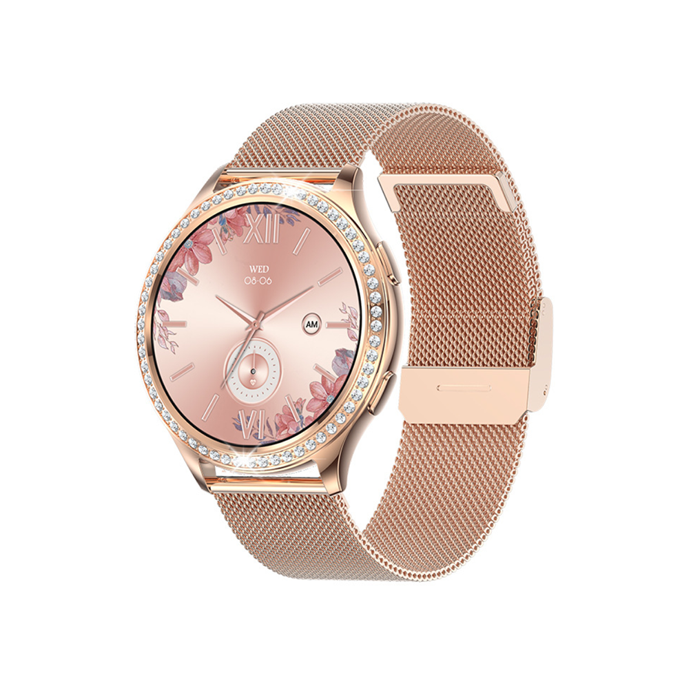 Chronus Smartwatch with Bluetooth Calling, Multiple Sports Modes, and Diamond Accents(Rose)