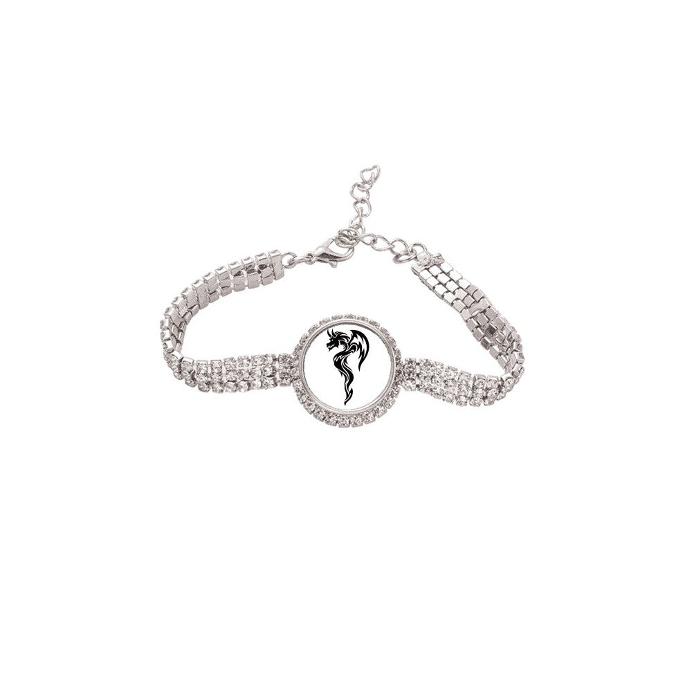 Dragon Animal Art Grain Outline Tennis Chain Anklet Bracelet Diamond Jewelry