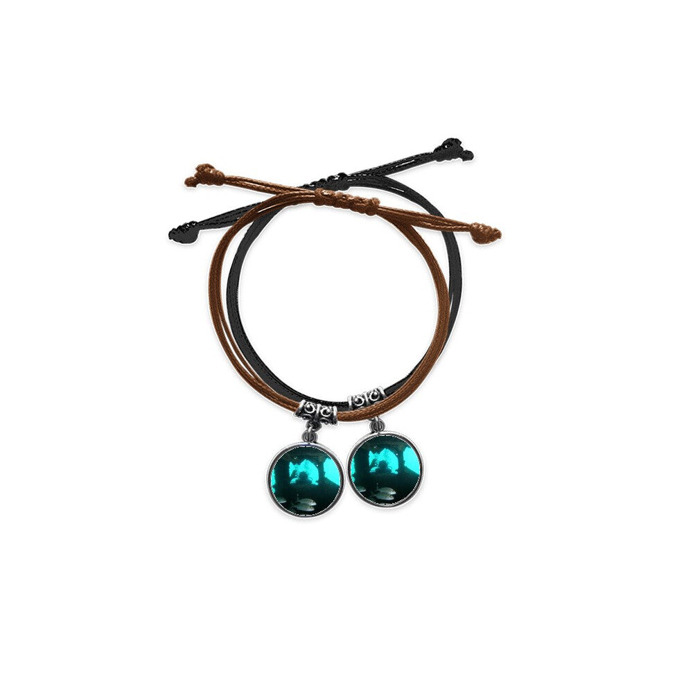 ocean fish diving people nature picture bracelet double leather  wristband couple set