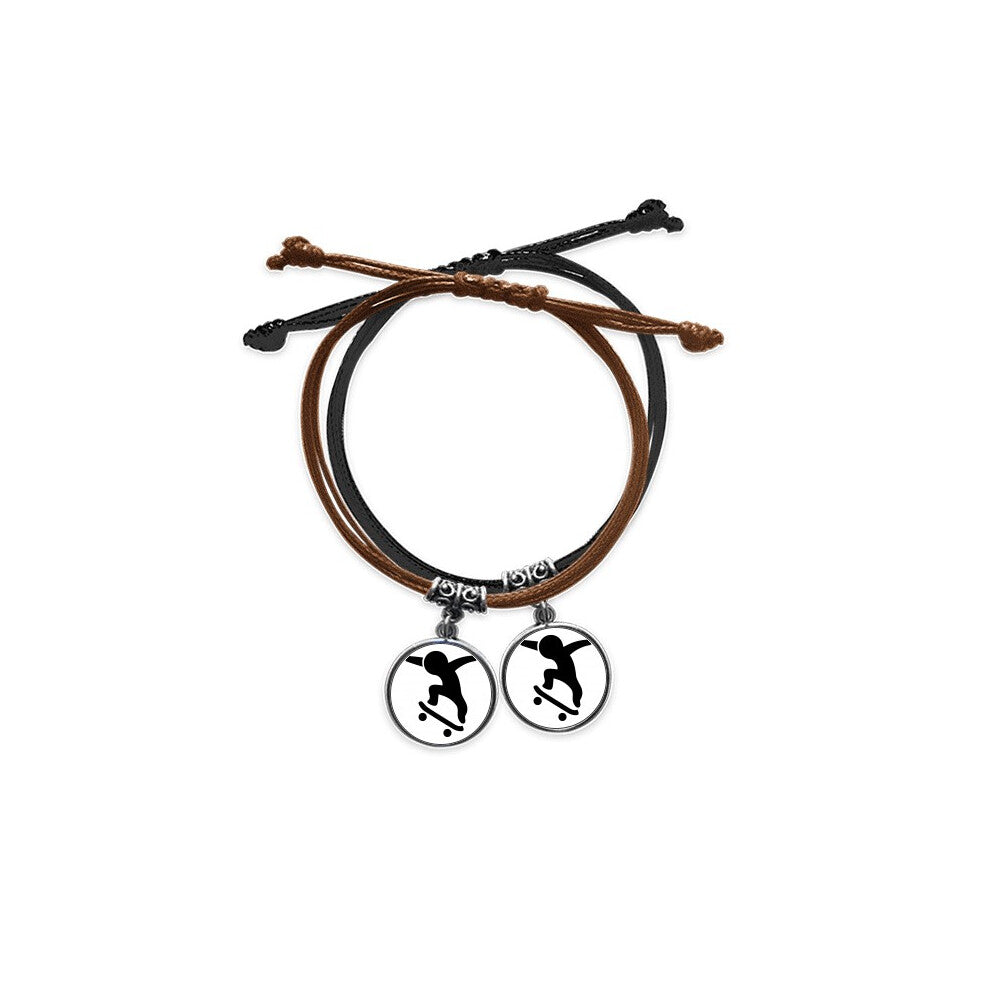 figure form skateboarding bracelet double leather  wristband couple set