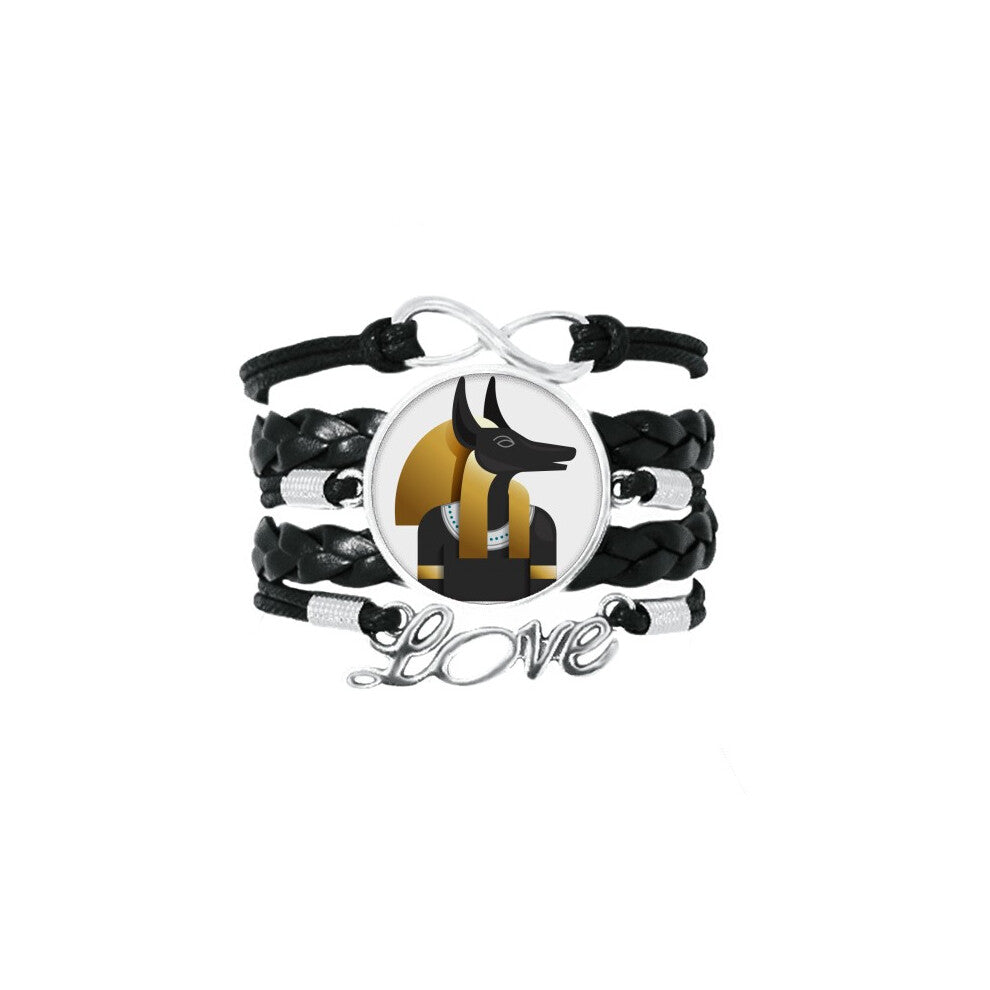 ancient egypt  anubis art pattern bracelet love accessory twisted leather knitting  wristband