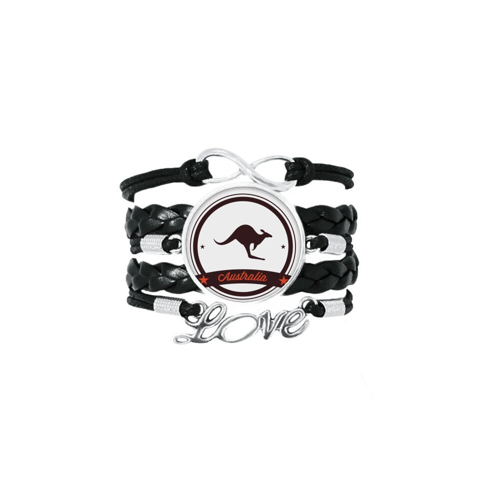 australia flavor kangaroo emblem illustration bracelet love accessory twisted leather knitting  wristband