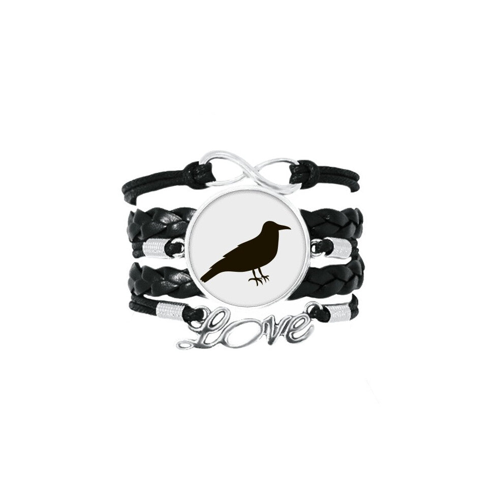 black crow cute animal portrayal bracelet love accessory twisted leather knitting  wristband