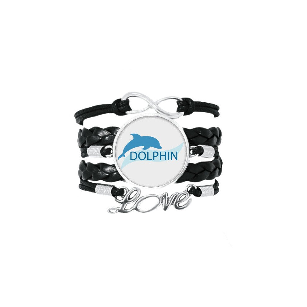 blue ocean docile dolphin illustrate bracelet love accessory twisted leather knitting  wristband