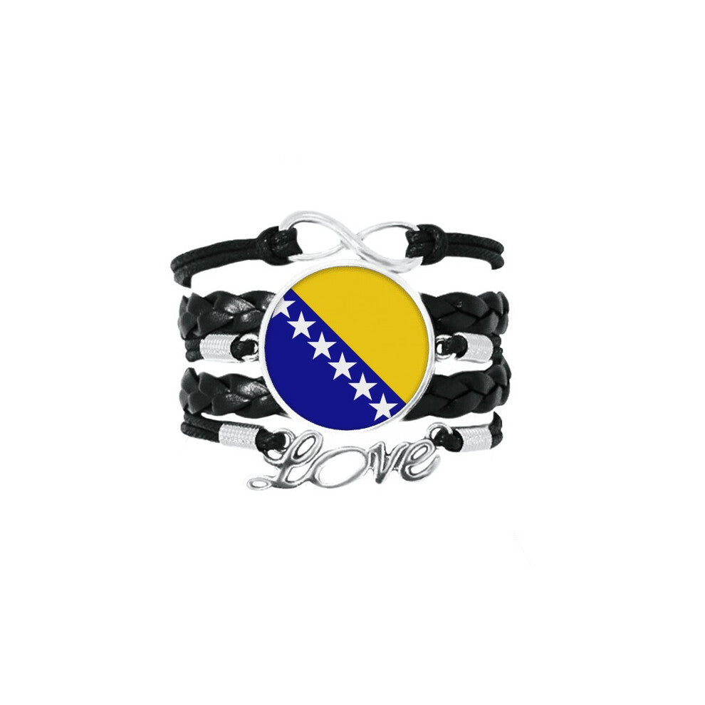 bosnia and herzegovina national flag country bracelet love accessory twisted leather knitting  wristband