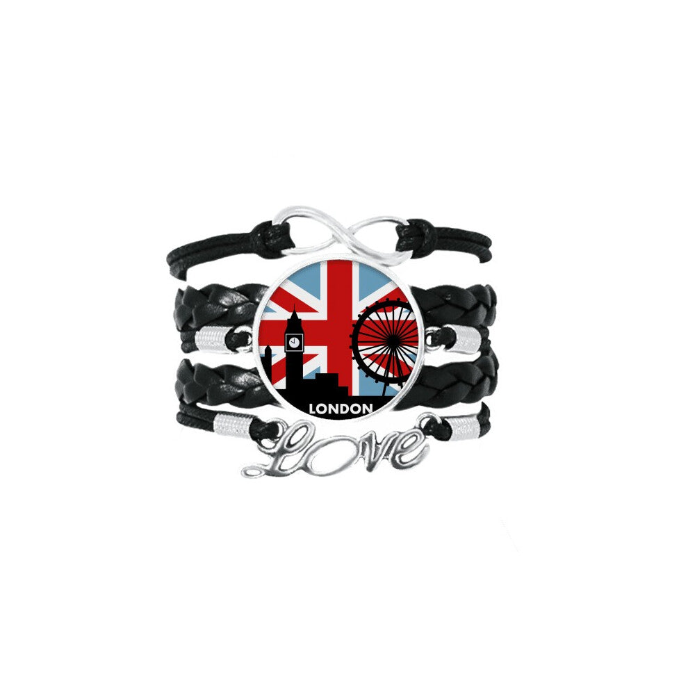 britain union jack london eye big ben flag uk bracelet love accessory twisted leather knitting  wristband
