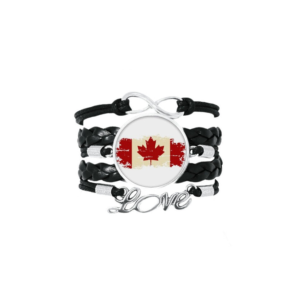 canandian flag and maple  bracelet love accessory twisted leather knitting  wristband