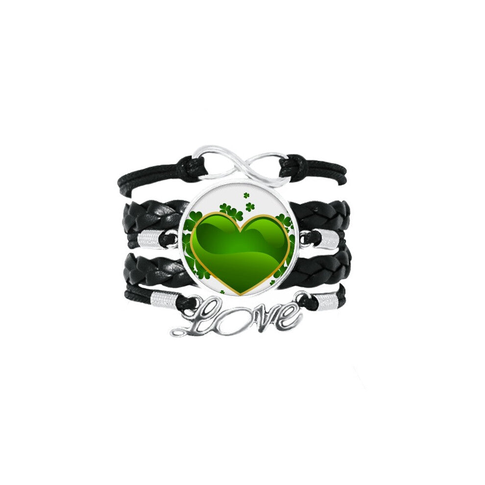 heart ireland st.patrick's day bracelet love accessory twisted leather knitting  wristband