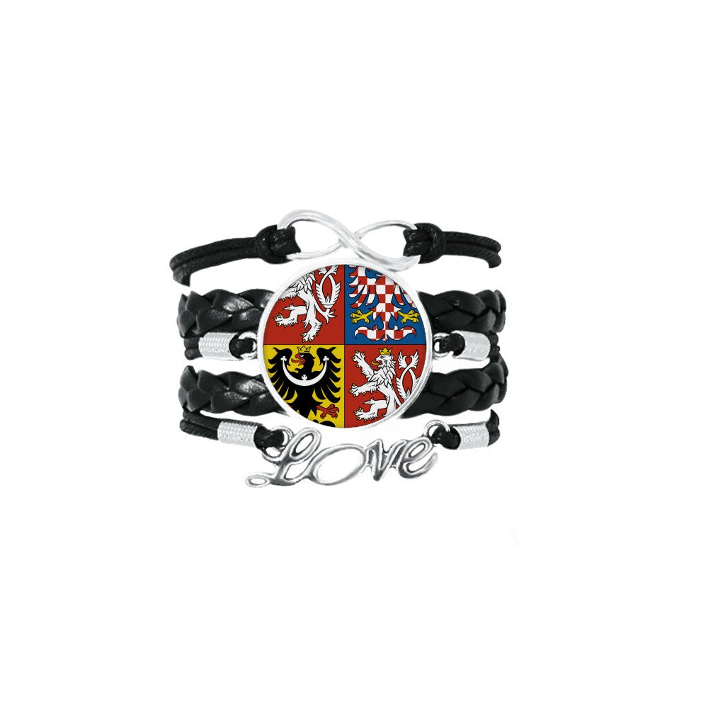 czech national emblem country bracelet love accessory twisted leather knitting  wristband
