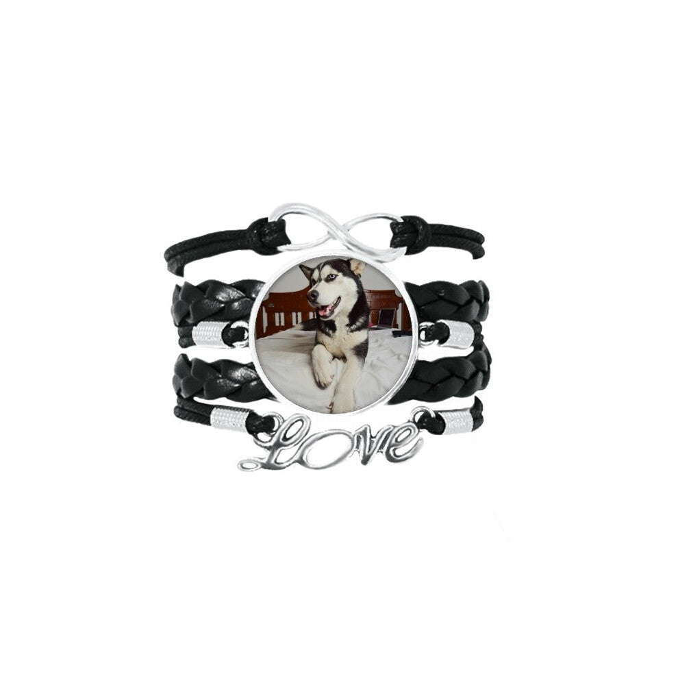 dog animal room hupicture bracelet love accessory twisted leather knitting  wristband