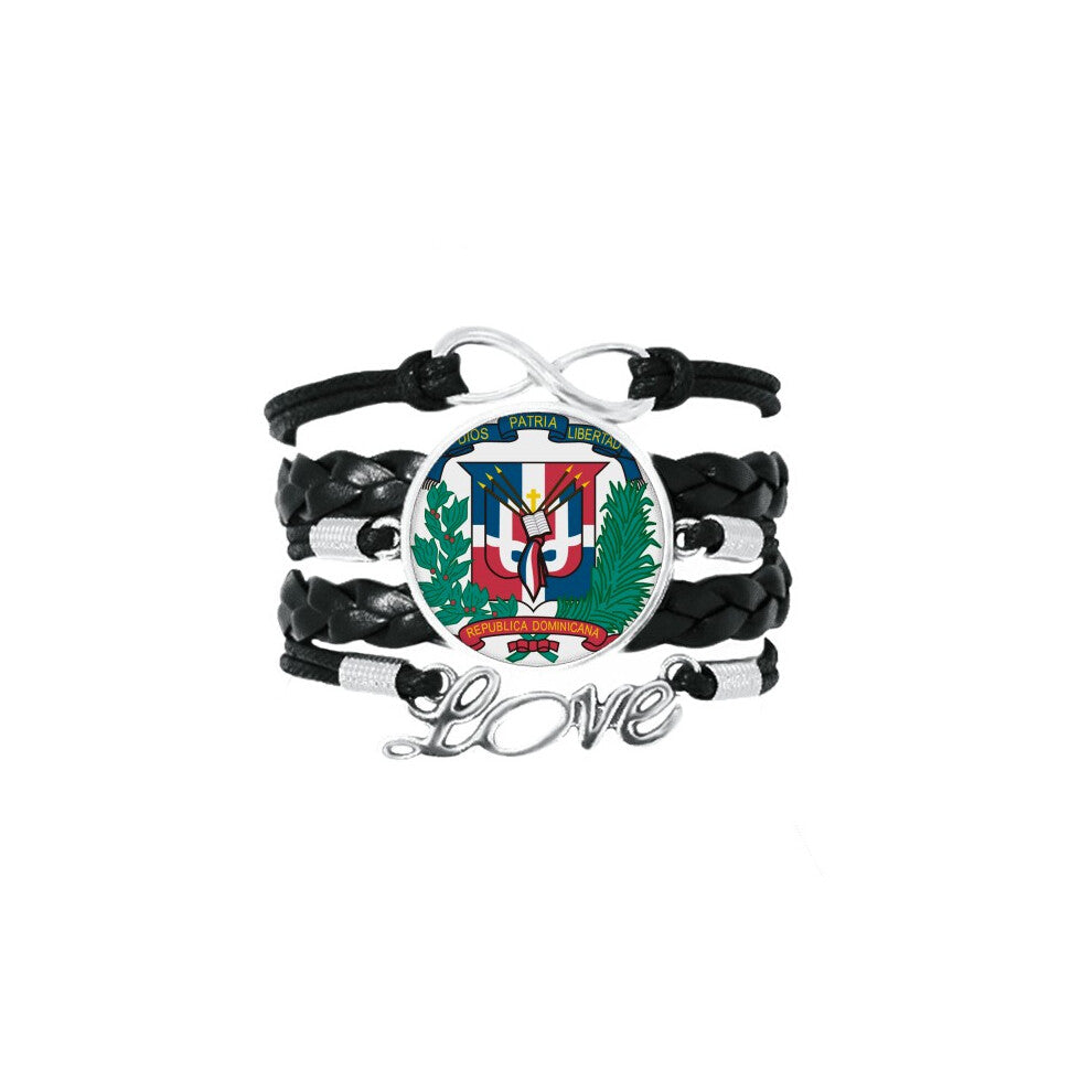 donican republic national emblem country bracelet love accessory twisted leather knitting  wristband