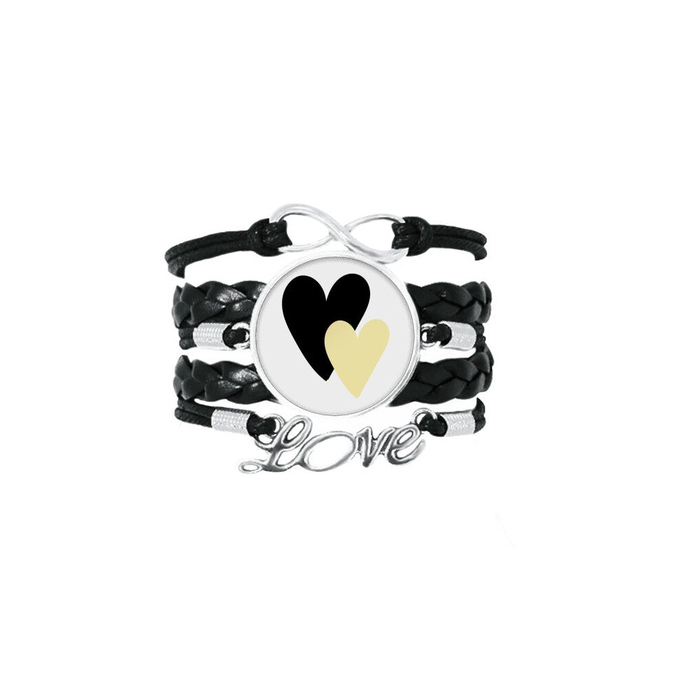 double heart quote handwrite bracelet love accessory twisted leather knitting  wristband