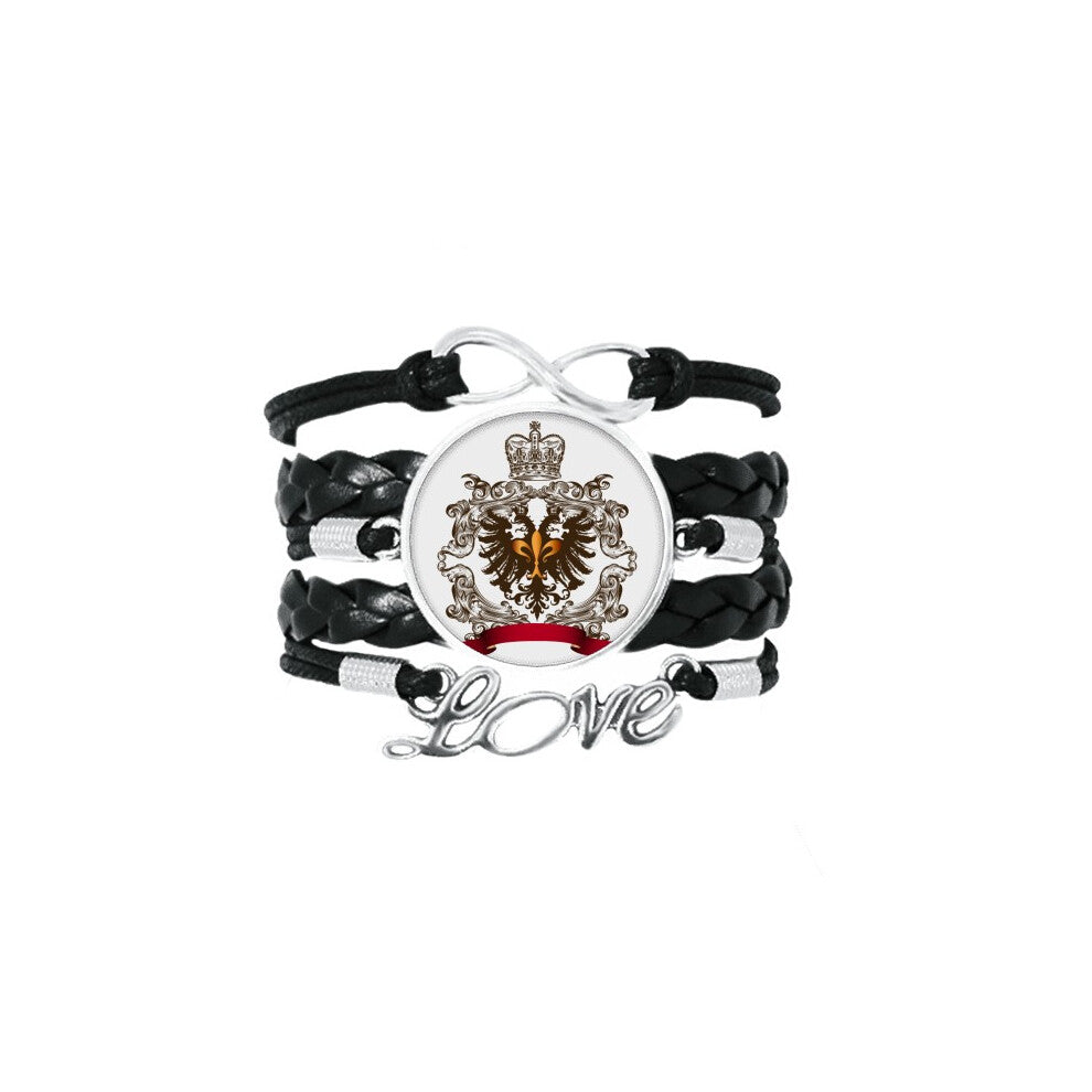 double-headed eagle emblem eu bracelet love accessory twisted leather knitting  wristband