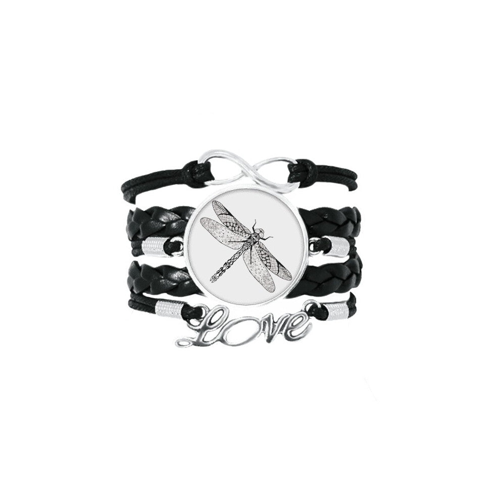 dragonfly animal portrait sketch bracelet love accessory twisted leather knitting  wristband