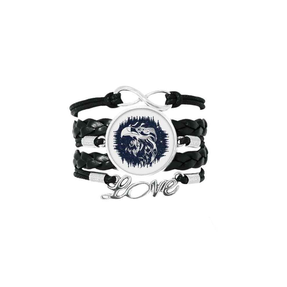 eagle  stars art pattern bracelet love accessory twisted leather knitting  wristband