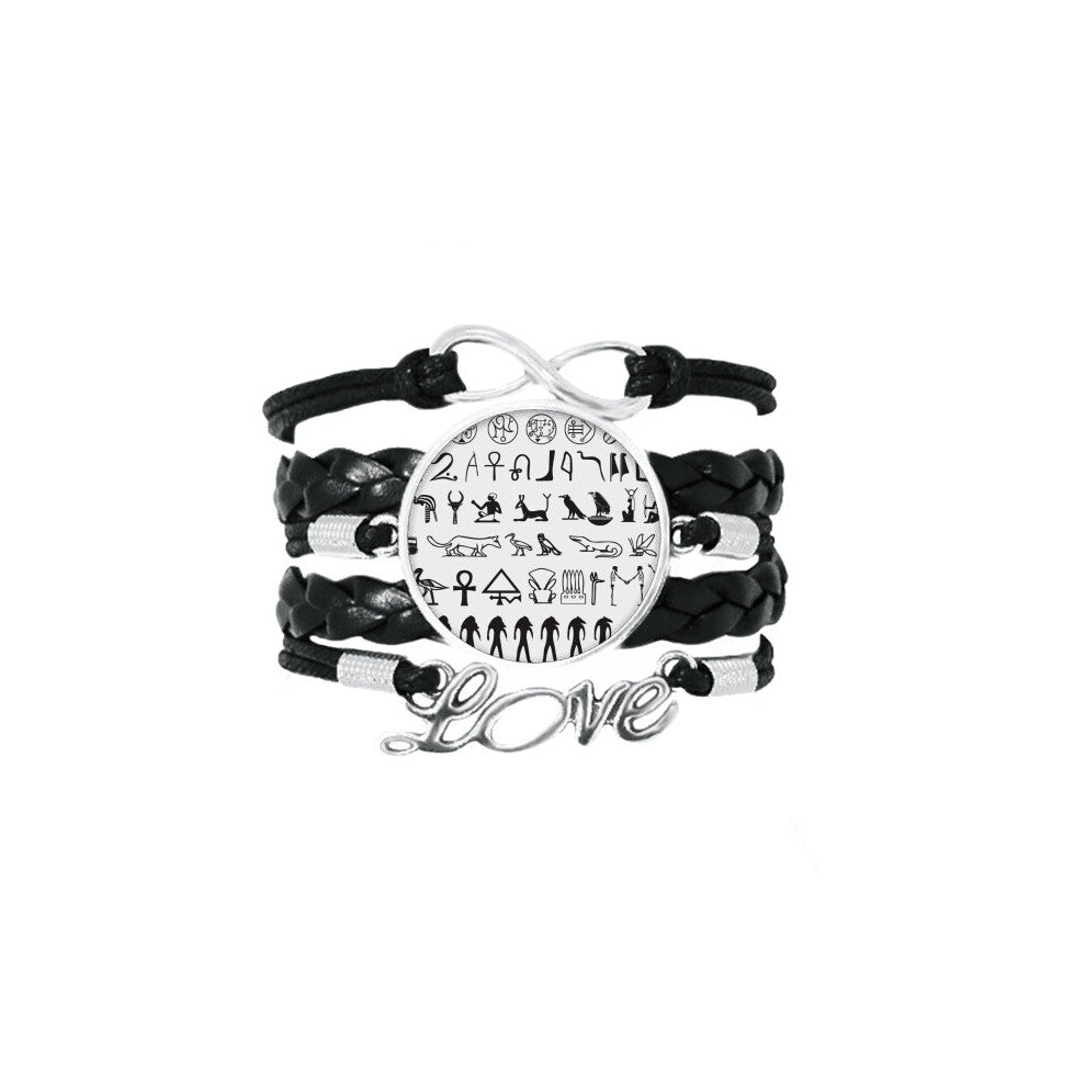 egypt hieroglyphs fresco illustration pattern bracelet love accessory twisted leather knitting  wristband