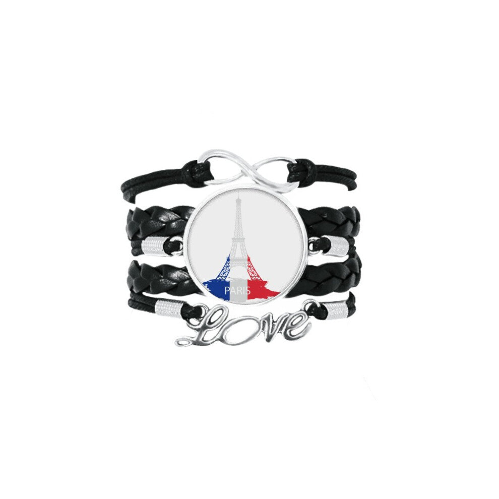 eiffel tower paris france outline bracelet love accessory twisted leather knitting  wristband
