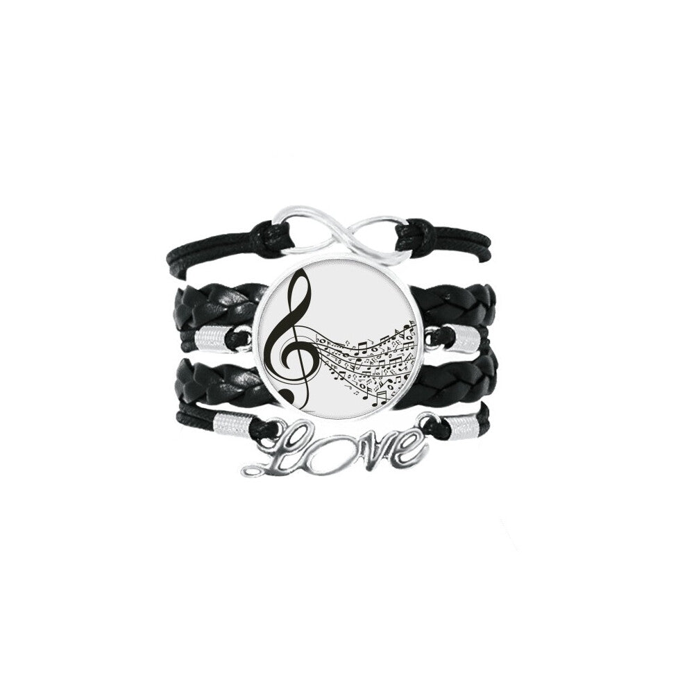 flappg music notes treble clef bracelet love accessory twisted leather knitting  wristband