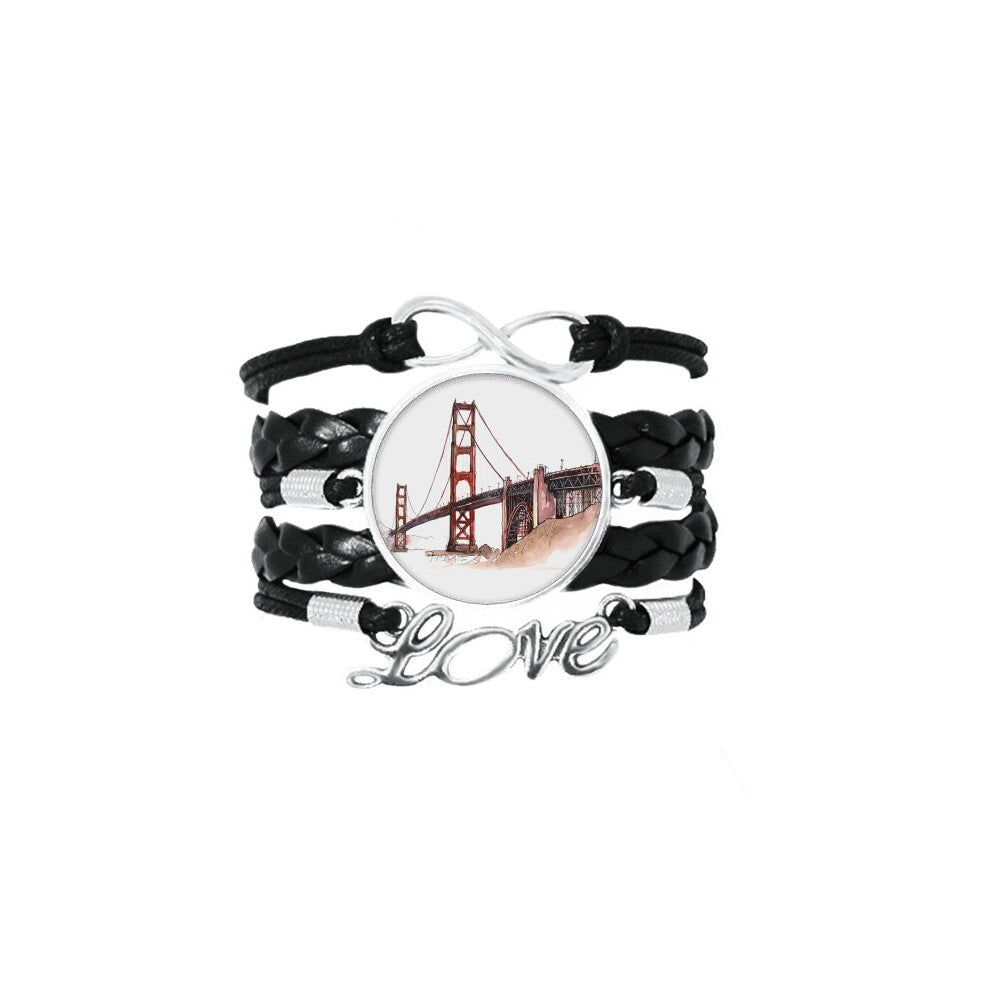 en gate bridge in america california bracelet love accessory twisted leather knitting  wristband